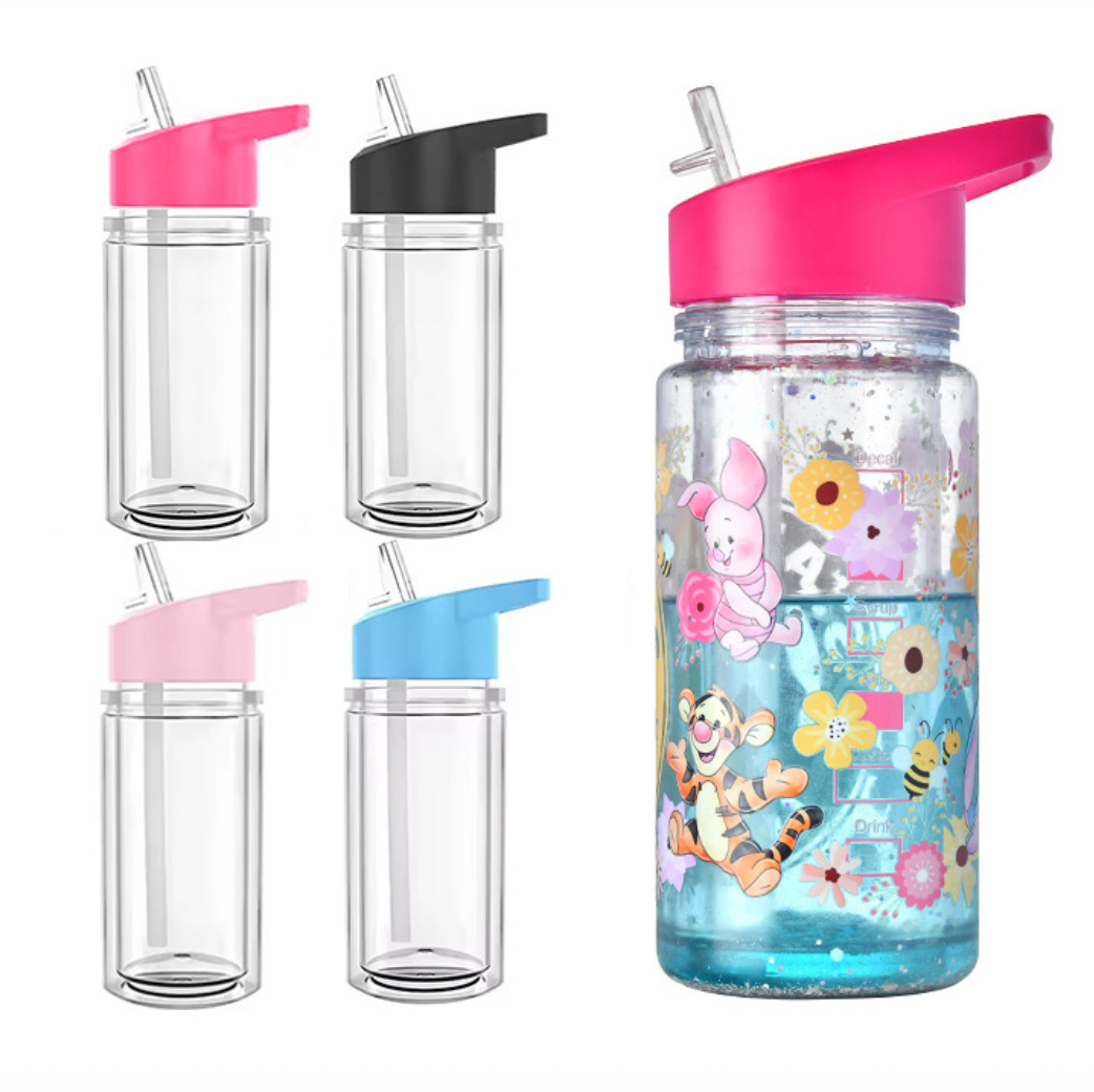 10 oz. kids plastic Snow Globe Cup w/ a flip top straw lid